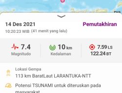 Gempa Bumi 7.4 Goncang NTT, Masyarakat diminta Waspada